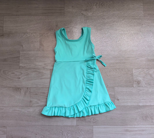 Baby Girls Blue Sleeveless Yoga Active Scallop Shorts Knee Length Dresses Preorder