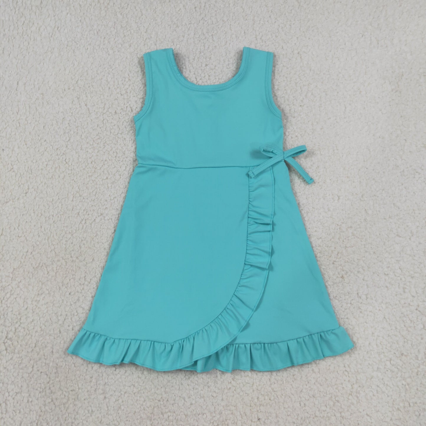 Baby Girls Blue Sleeveless Yoga Active Shorts Ruffle Knee Length Dresses