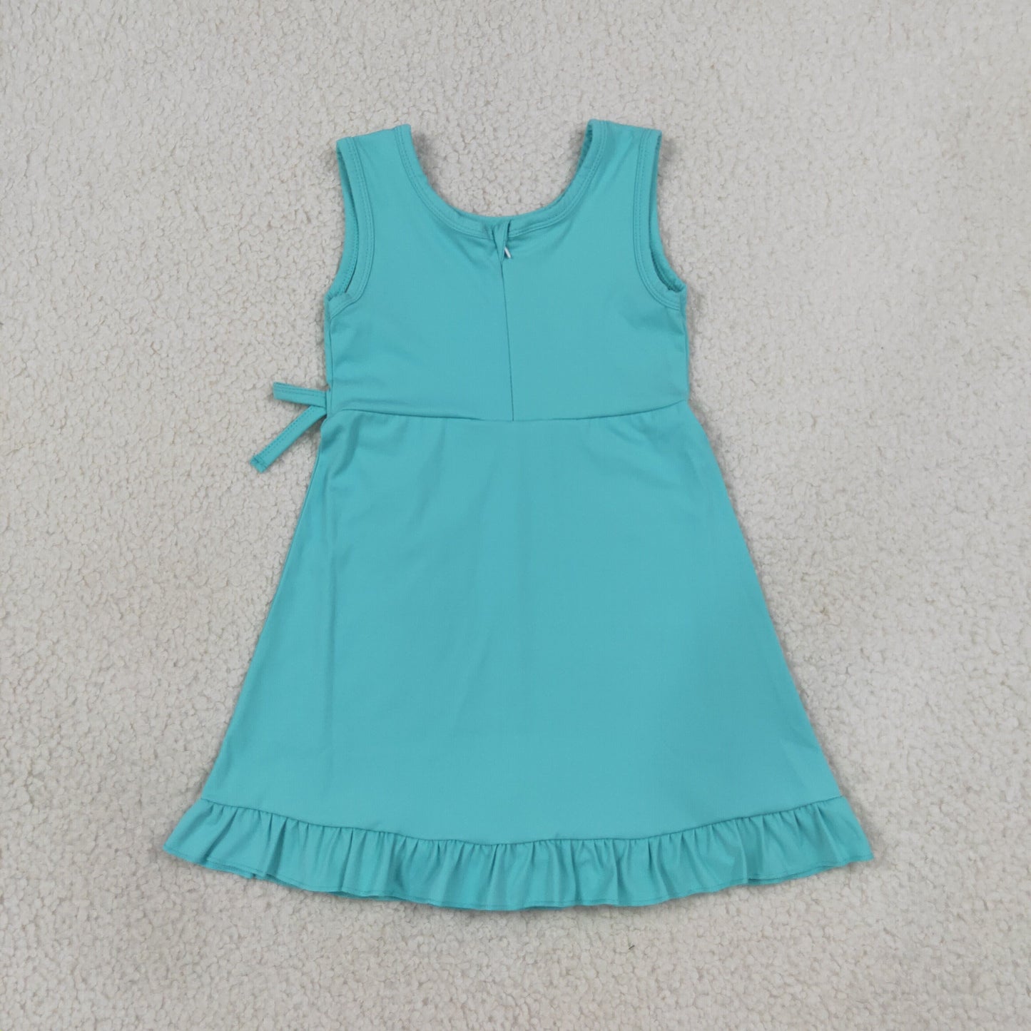Baby Girls Blue Sleeveless Yoga Active Shorts Ruffle Knee Length Dresses