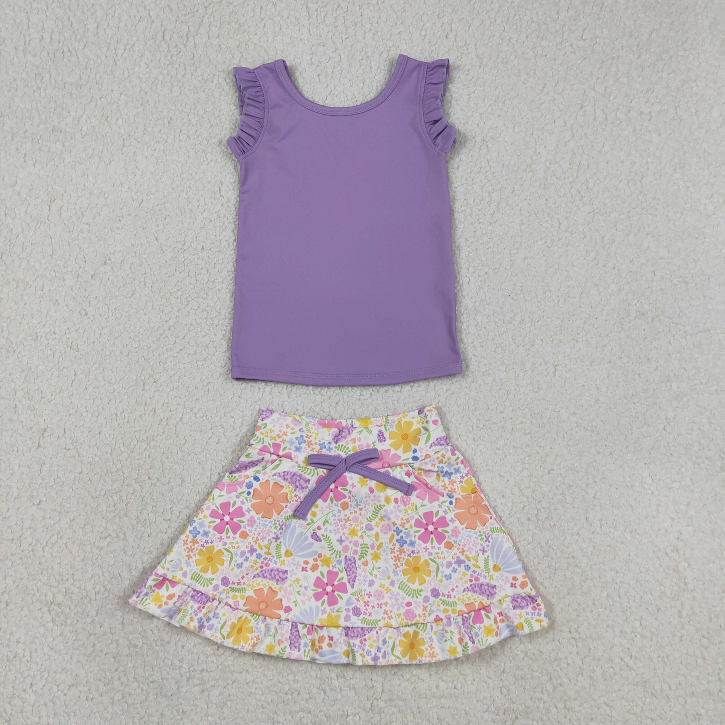 Sibling Baby Girls Sleeveless Vest Top Flowers Skirt Shorts Yoga Active Clothes Sets