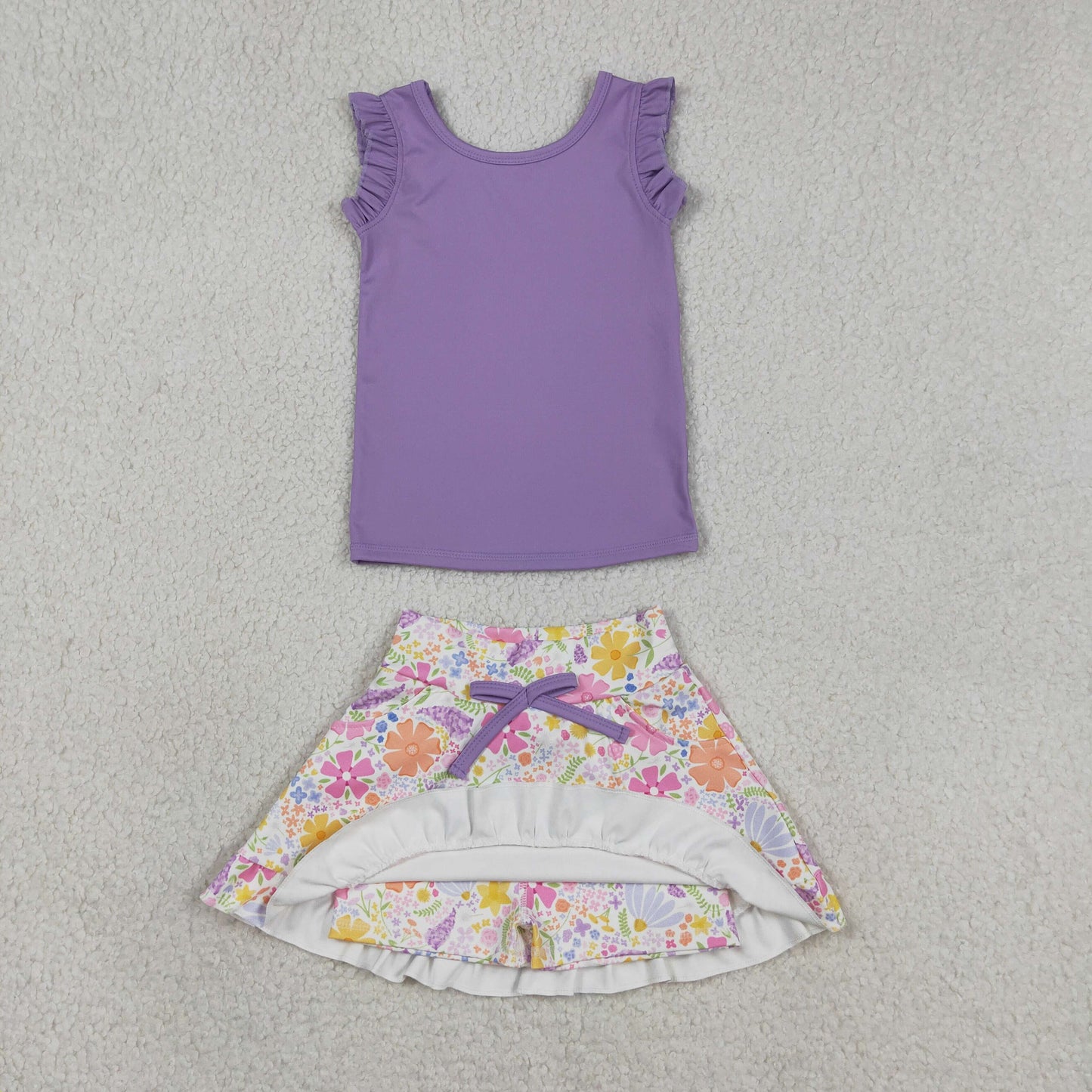 Sibling Baby Girls Sleeveless Vest Top Flowers Skirt Shorts Yoga Active Clothes Sets
