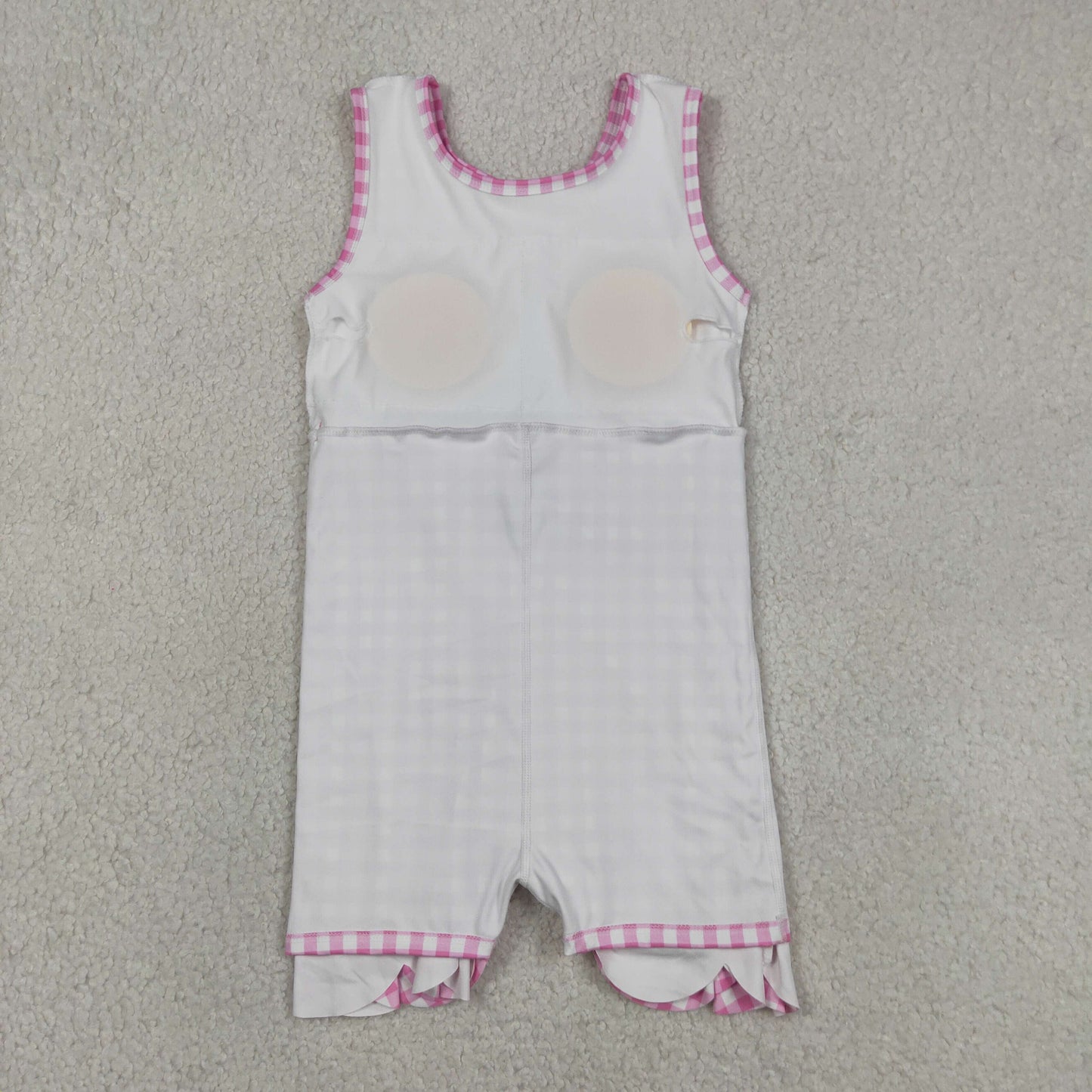 Sibling Baby Girls Blue Orange Checked Yoga Active Shorts Scallop Knee Length Dresses
