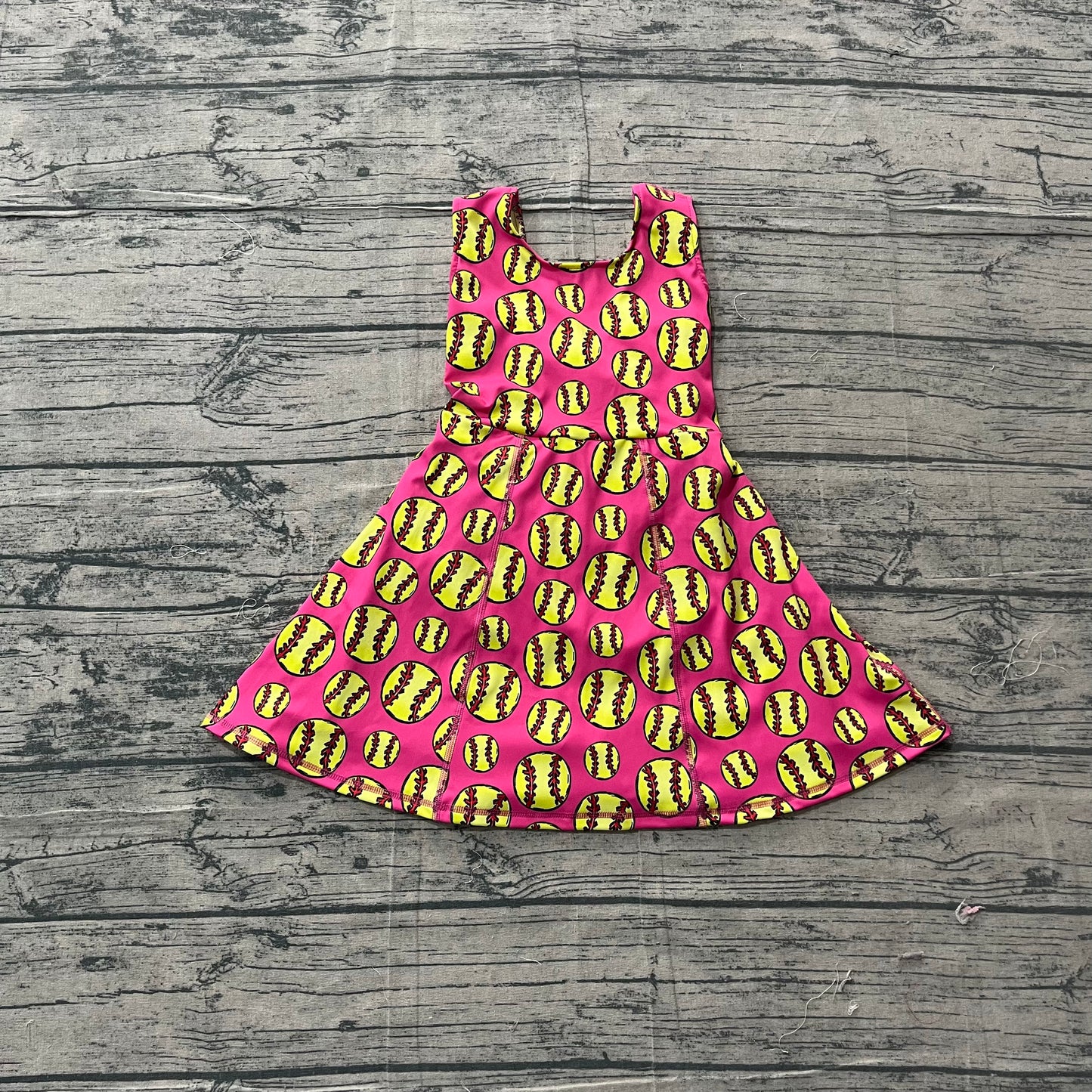 Baby Girls Sleeveless Softballs Team Yoga Active Shorts Knee Length Dress