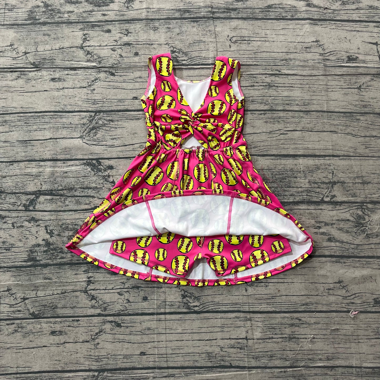 Baby Girls Sleeveless Softballs Team Yoga Active Shorts Knee Length Dress
