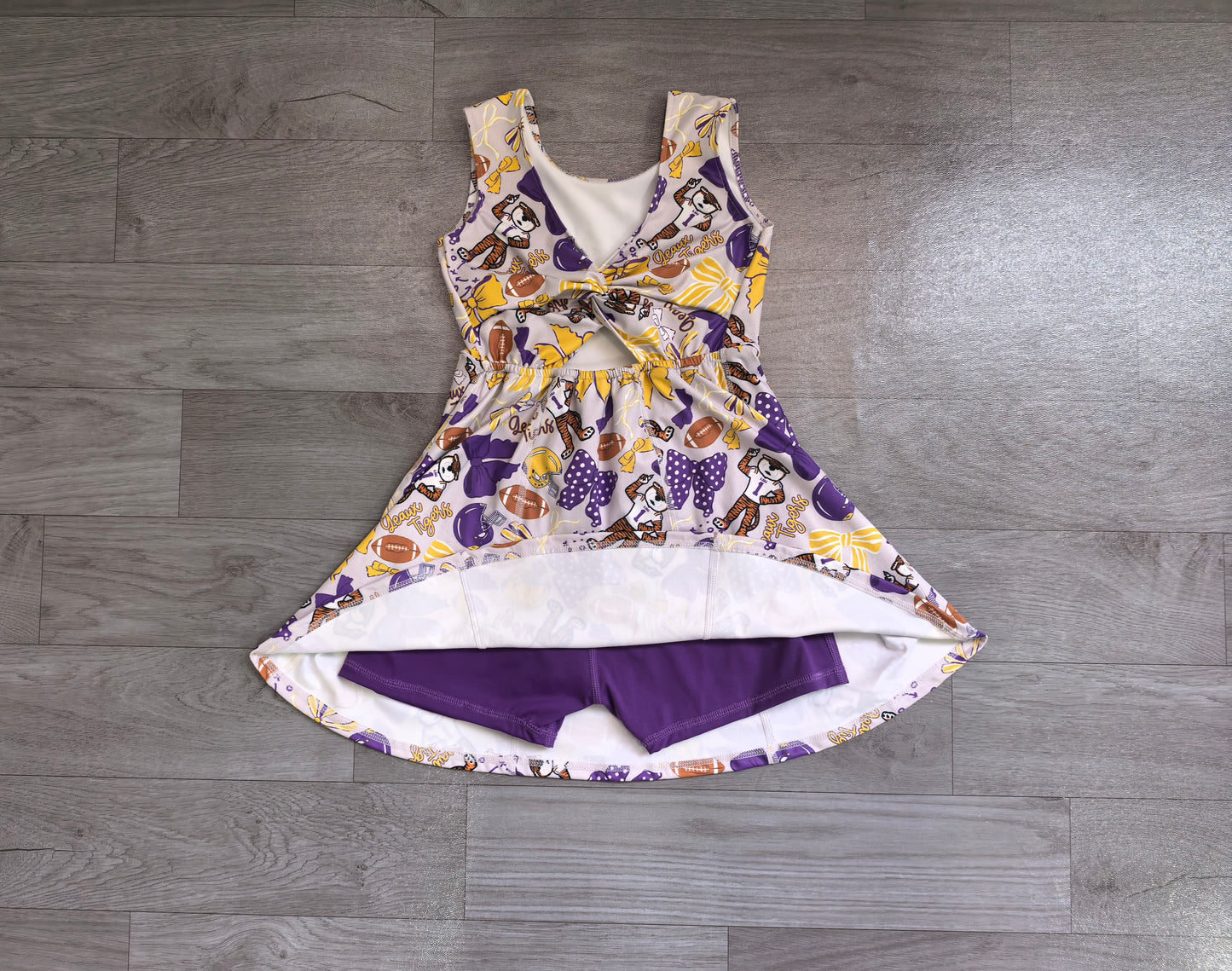 Baby Girls Footballs Bows Tigers Team Yoga Active Shorts Knee Length Dresses Preorder