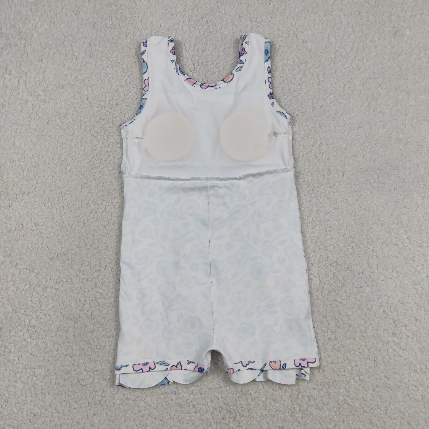 Baby Girls Colorful Flowers Back Bows Yoga Active Short Scallop Knee Length Dress