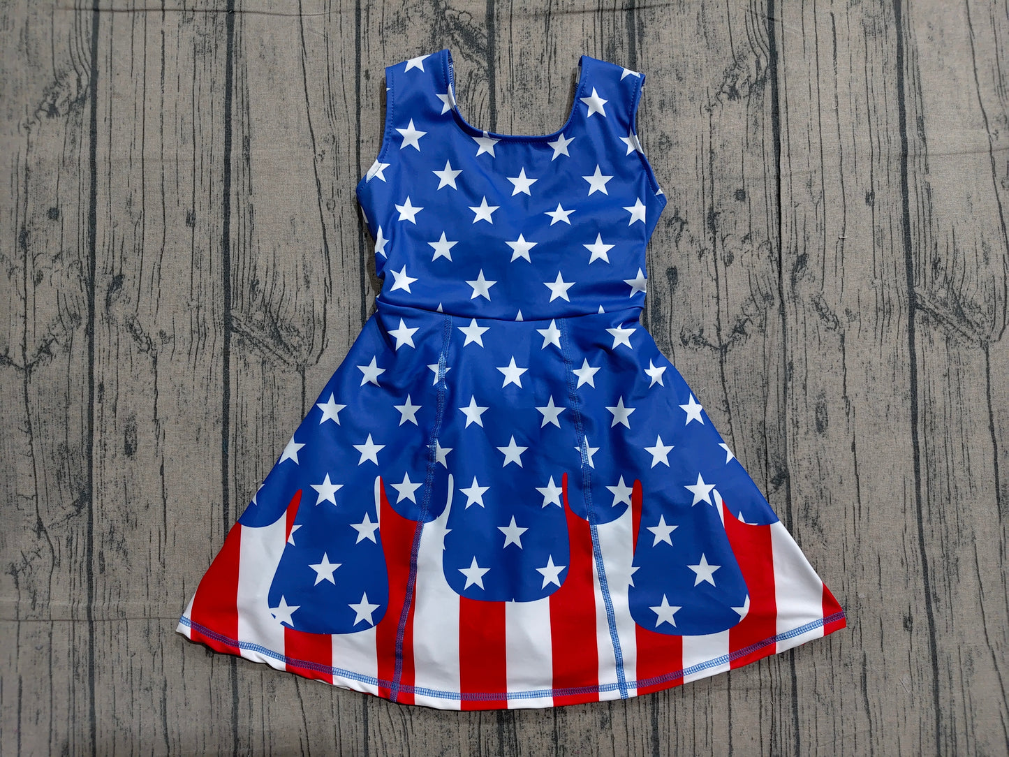 Baby Girls Stars Stripe Yoga Active Short 4th of July Knee Length Dress