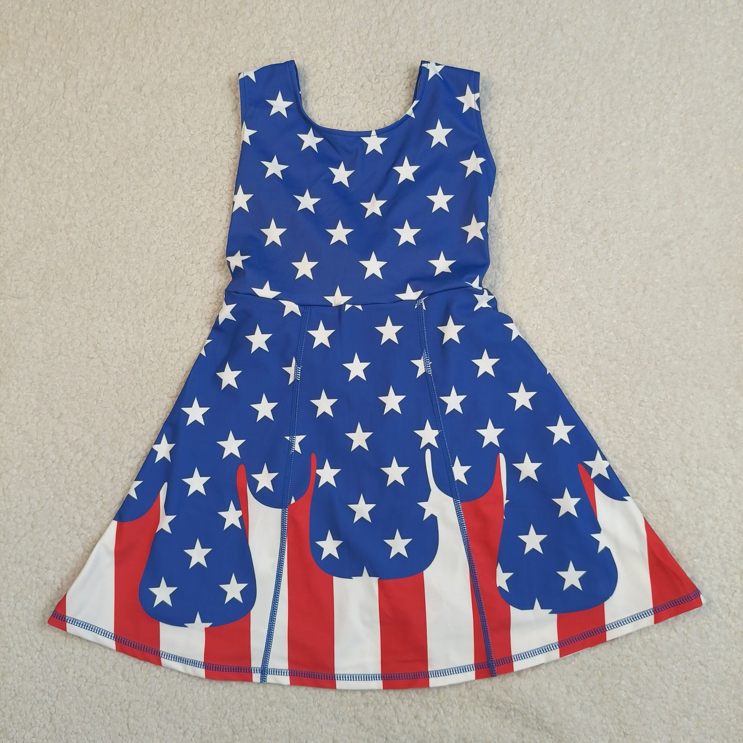 Sibling Baby Girls Stars Stripe 4th of July Shorts Clothes Sets Knee Length Dresses