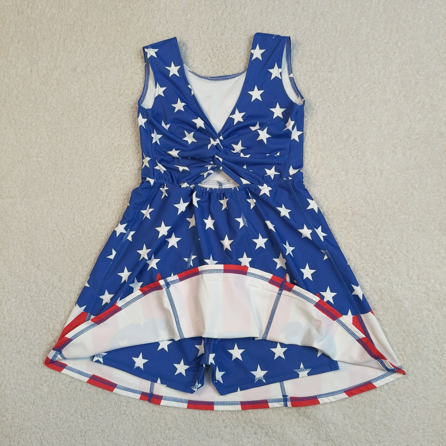 Sibling Baby Kids Stars Stripe Top Shorts 4th of July Clothes Set Yoga Short Knee Length Dress