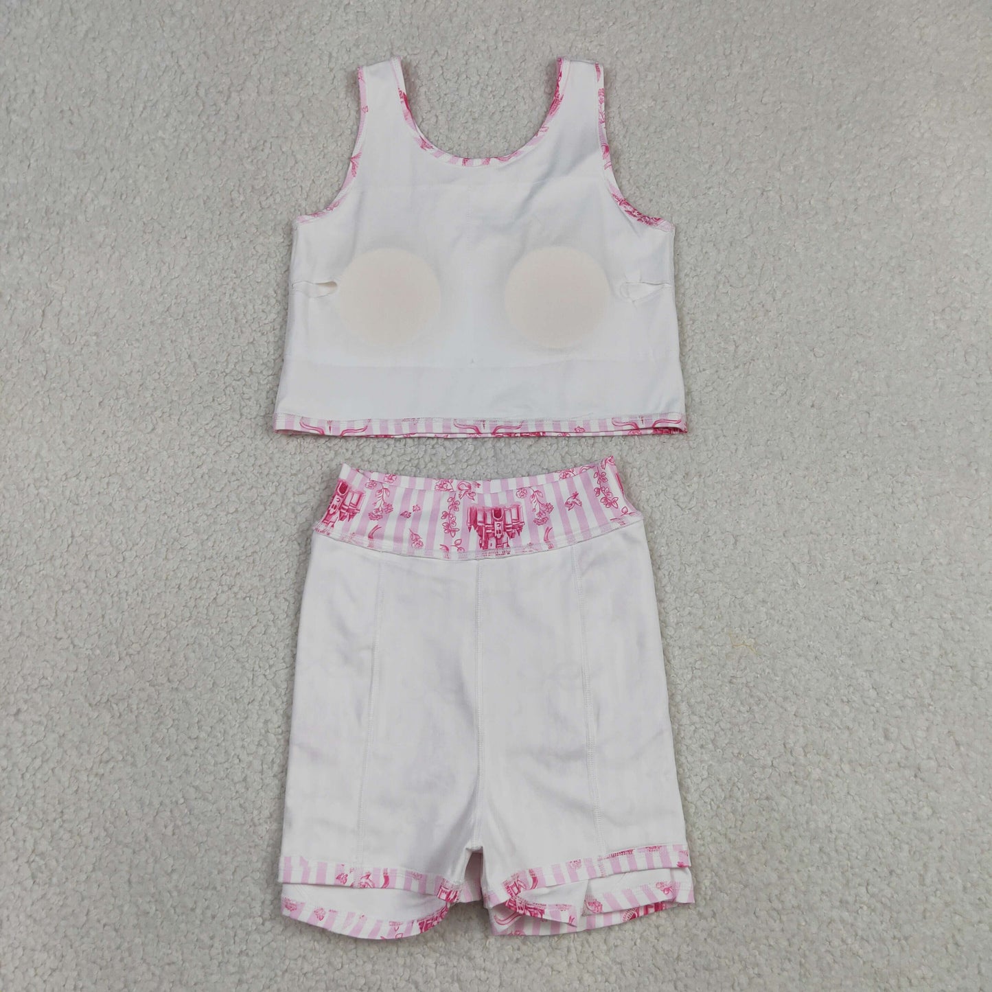 Sibling Baby Girls Sleeveless Bows Castles Vest Skirt Shorts Yoga Active Clothes Sets