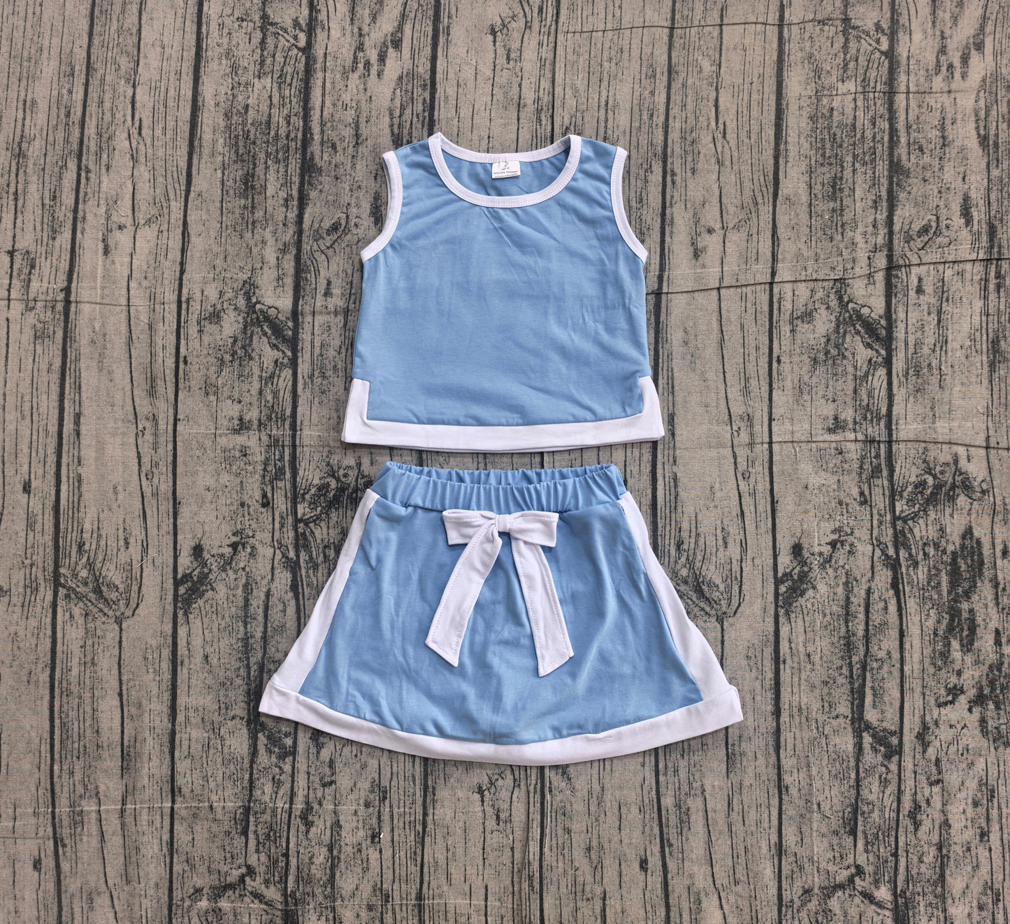 Baby Girls Blue Sleeveless Vest Top Skirt Shorts Clothes Sets Preorder