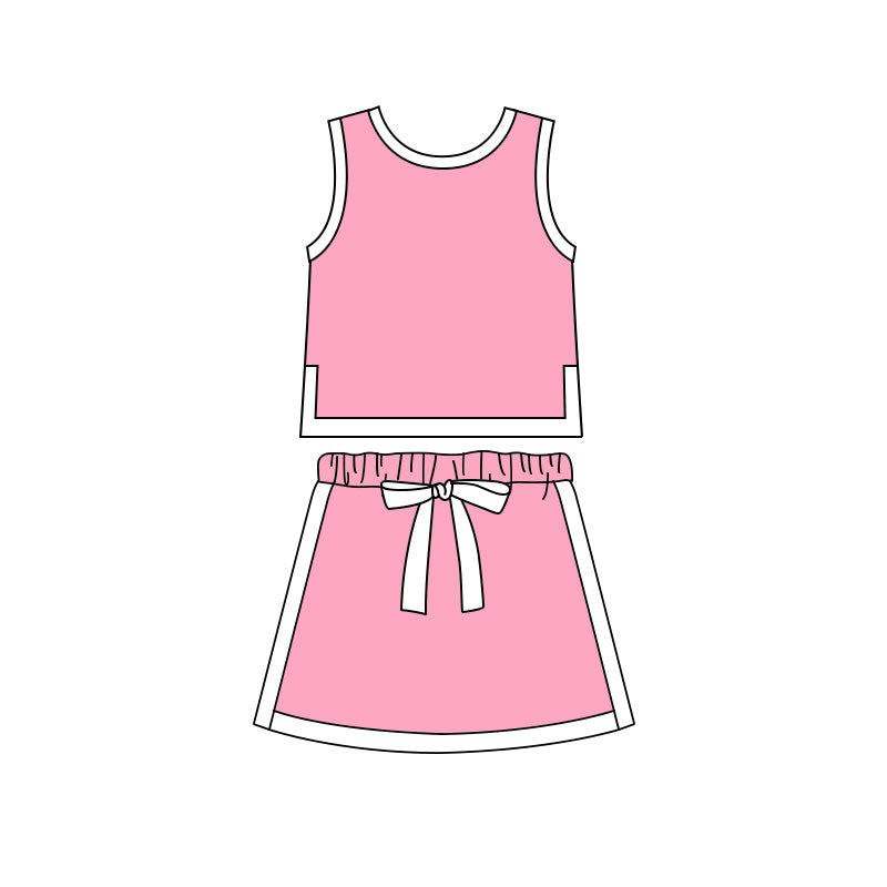 Baby Girls Pink Sleeveless Vest Top Skirt Shorts Clothes Sets Preorder