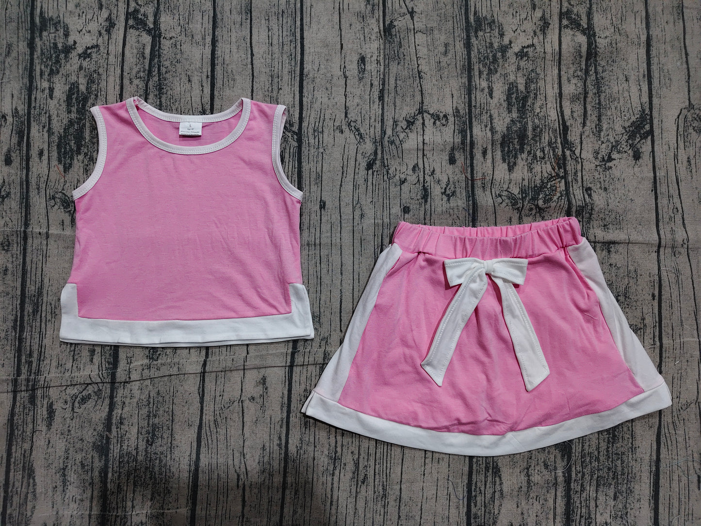 Baby Girls Pink Sleeveless Vest Top Skirt Shorts Clothes Sets Preorder