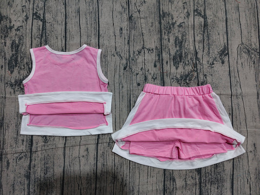 Baby Girls Pink Sleeveless Vest Top Skirt Shorts Clothes Sets Preorder