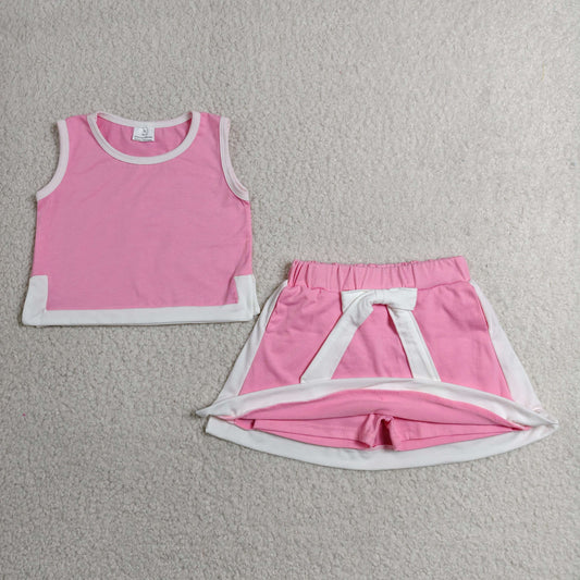 Baby Girls Pink White Sleeveless Vest Top Skirt Shorts Clothes Sets