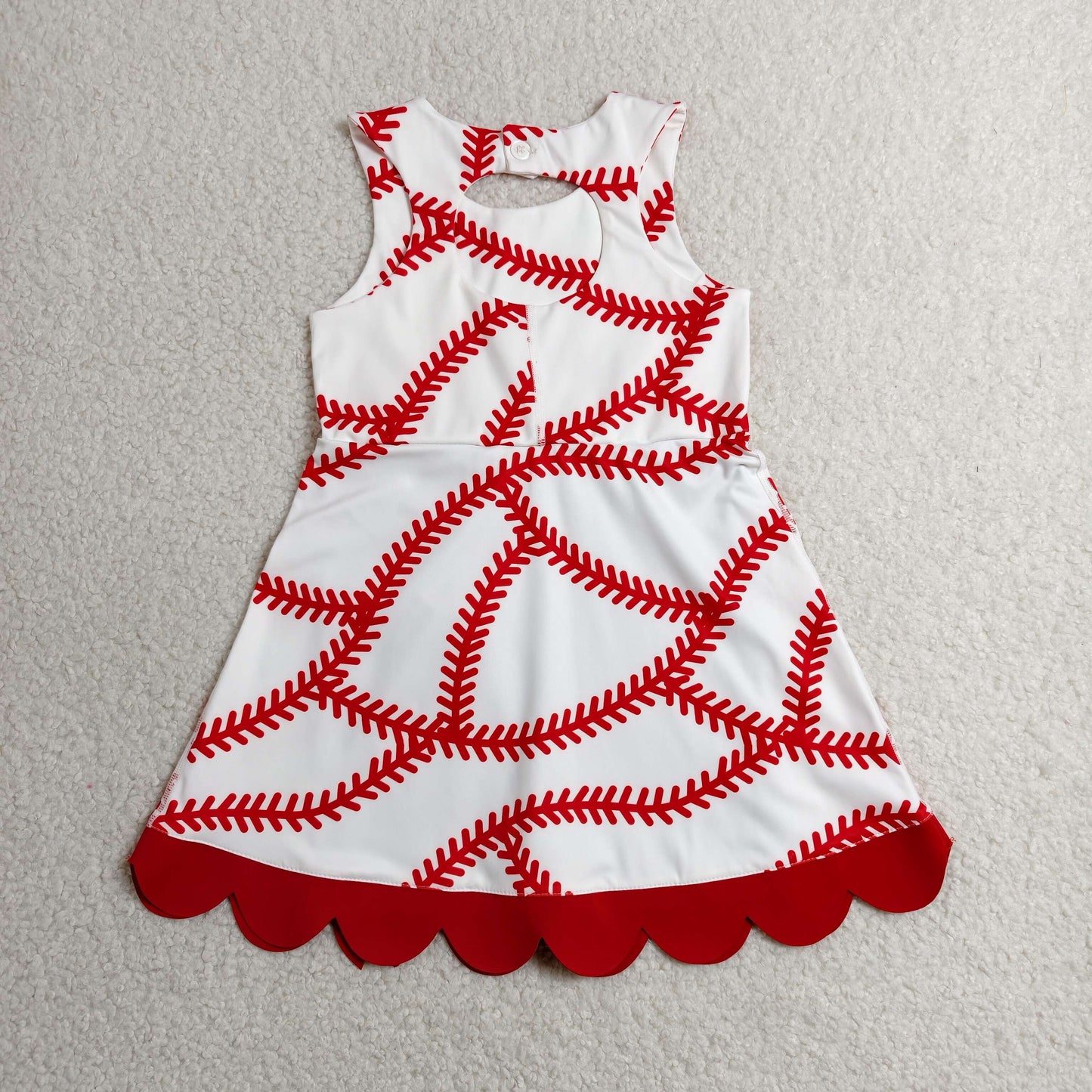 Sibling Baby Girls Sleeveless Baseballs Footballs Bows Scallop Yoga Active Shorts Dresses