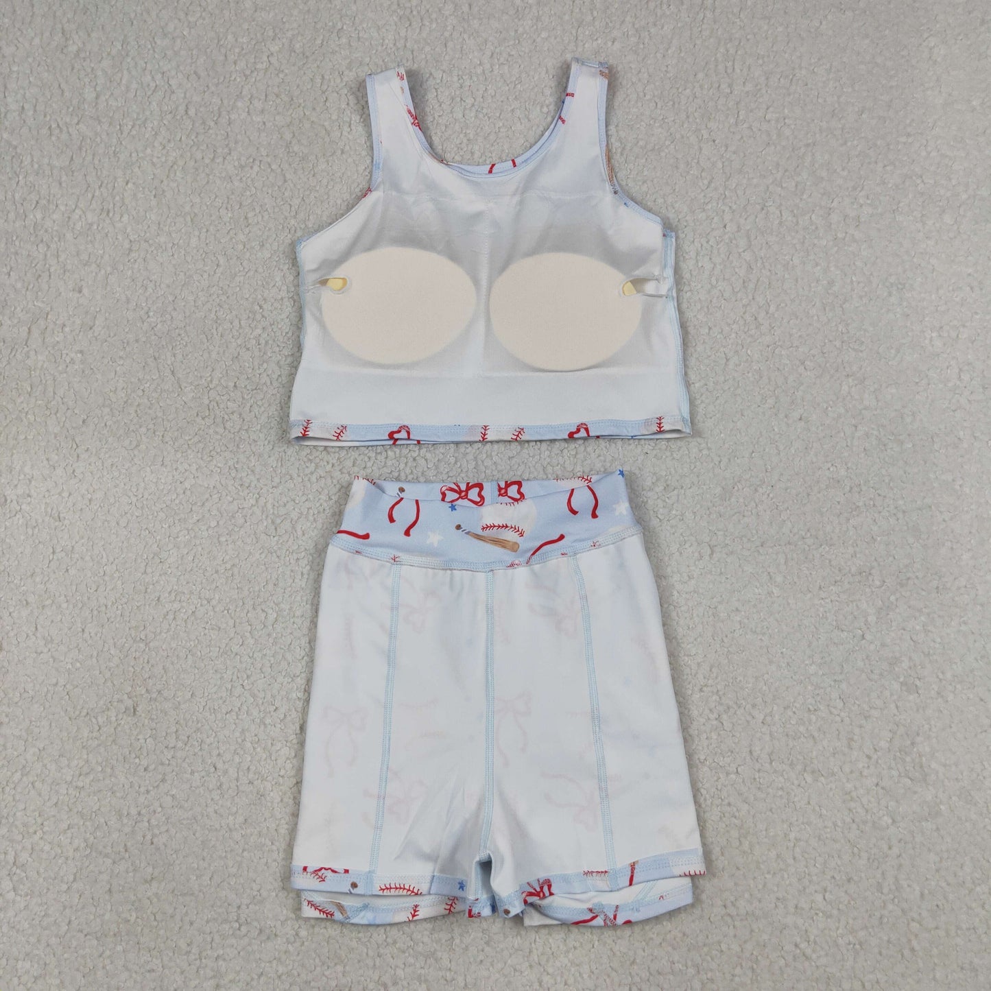 Baby Girls Bows Baseballs Vests Top Skirt Short Team Yoga Active Clothes Set