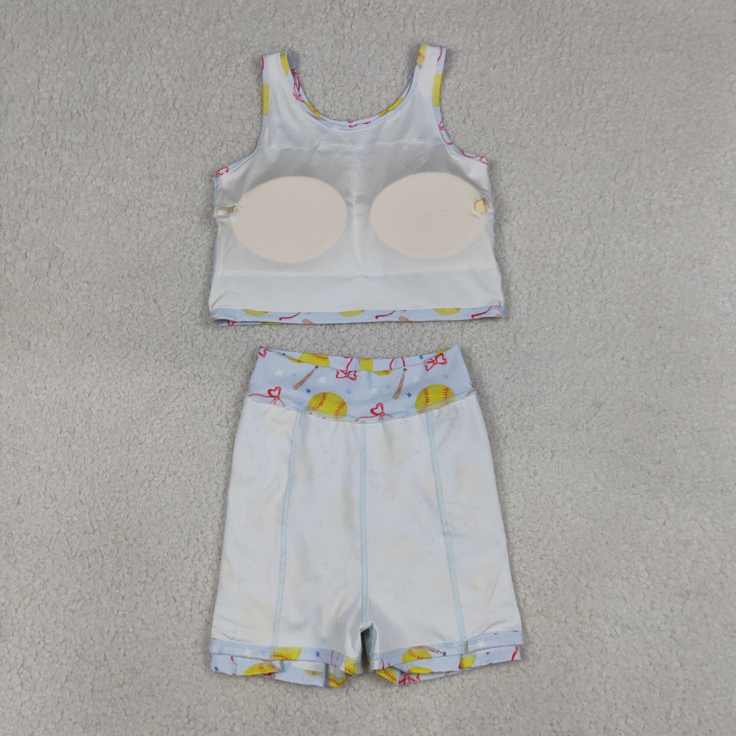 Baby Girls Bows Softballs Vests Top Skirt Short Team Yoga Active Clothes Set