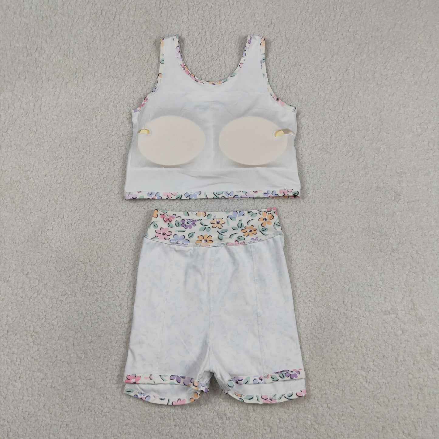 Sibling Baby Girls Sleeveless Colorful Flowers Vest Skirt Shorts Yoga Active Clothes Sets
