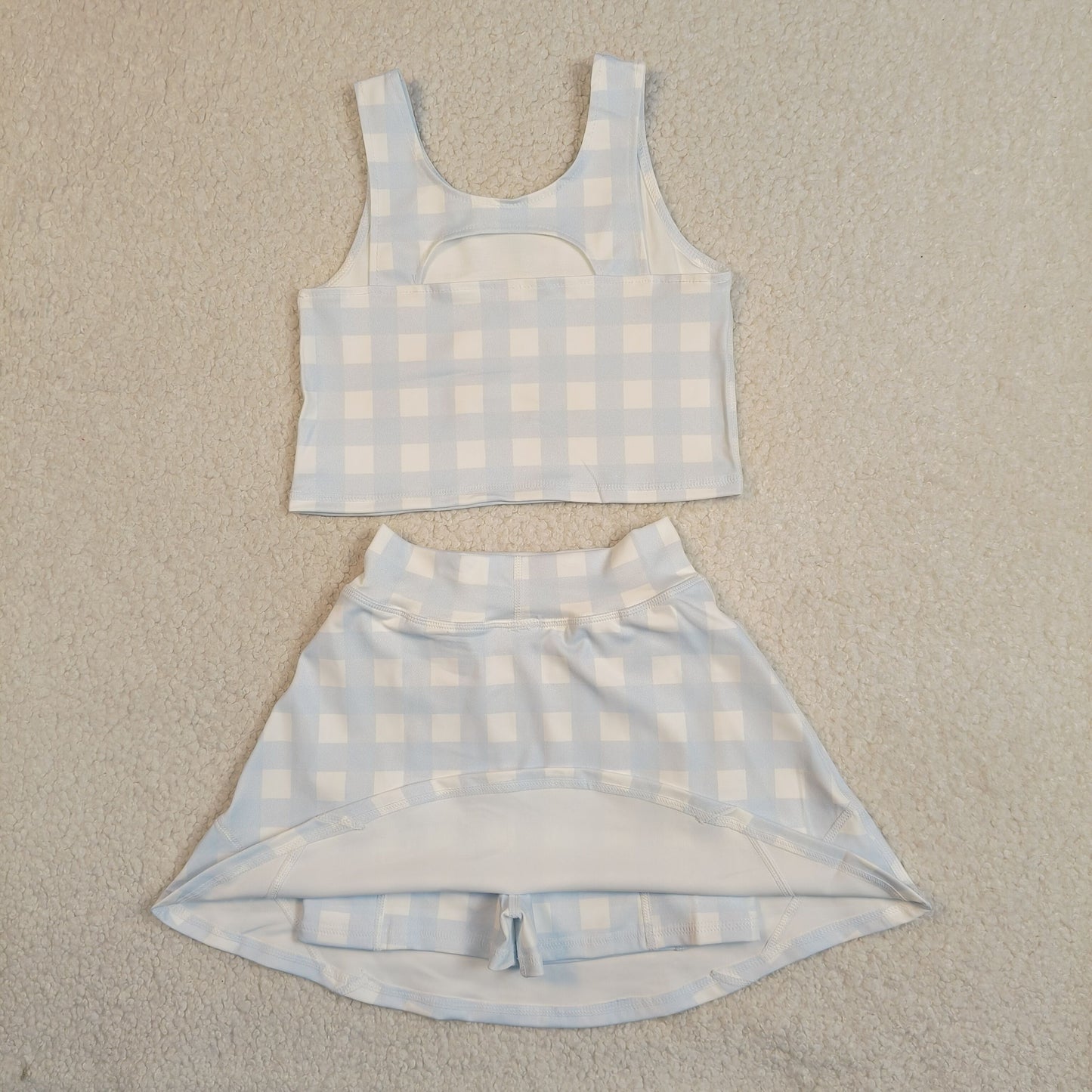 Sibling Baby Girls Sleeveless Stripe Checked Leopard Vest Top Yoga Athletic Skorts Sets