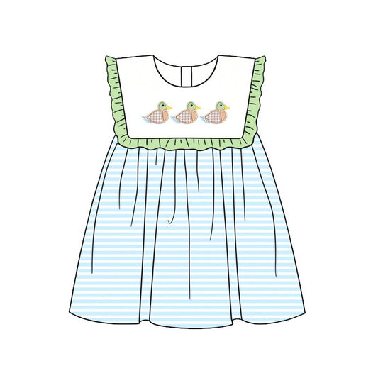 Baby Girls Sleeveless Ducks Stripe Knee Length Dress Preorder