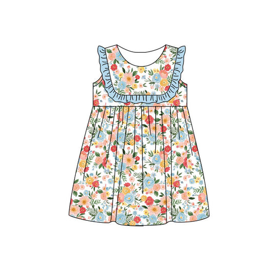 Baby Girls Sleeveless Colorful Floral Knee Length Dresses Preorder