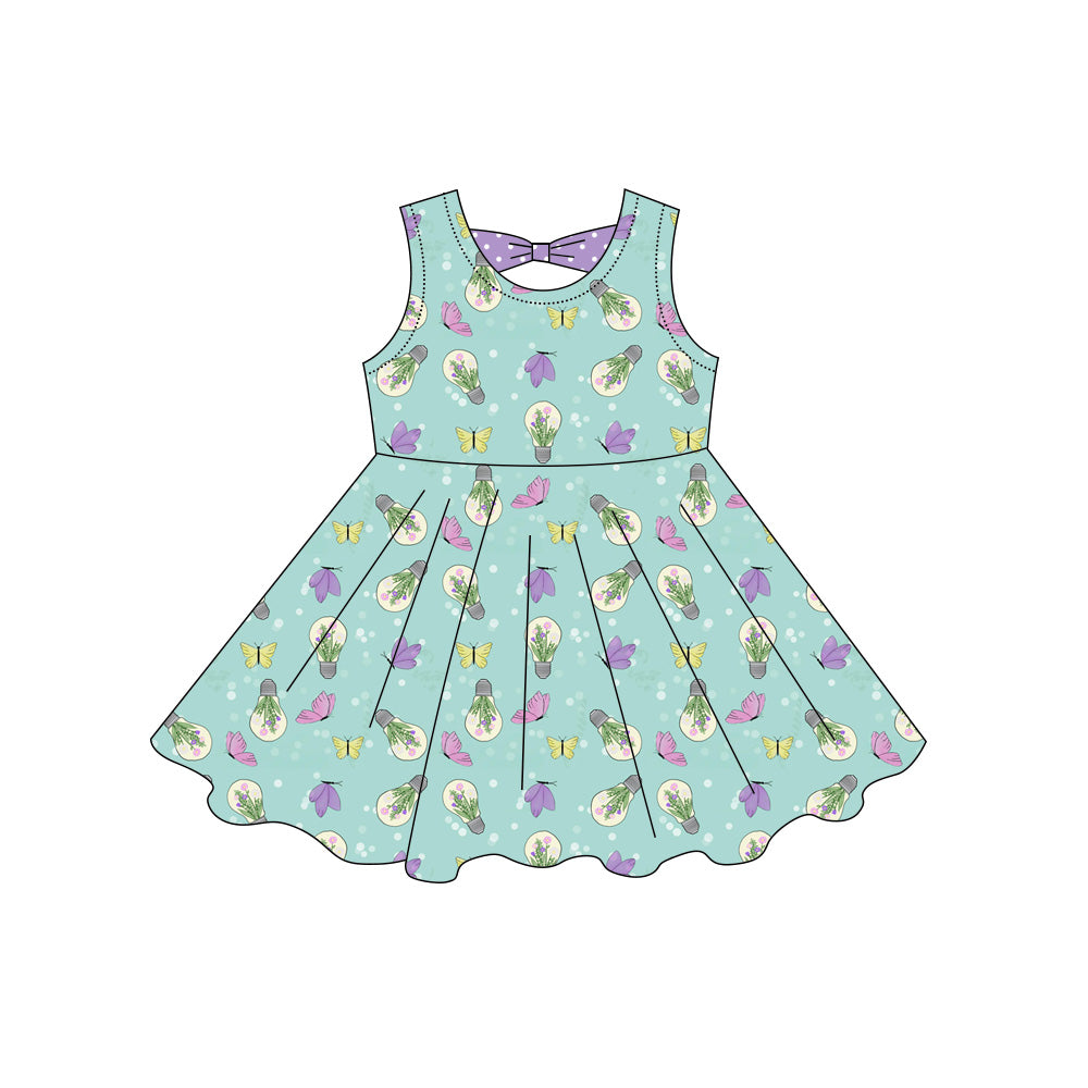 Baby Girls Sleeveless Butterfly Flowers Knee Length Dresses Preorder