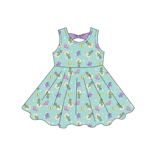 Baby Girls Sleeveless Butterfly Flowers Knee Length Dresses Preorder
