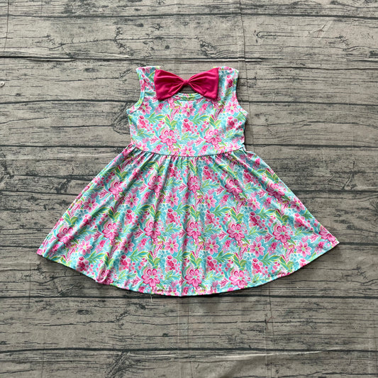 Baby Girls Sleeveless Watercolor Flowers Knee Length Dresses Preorder
