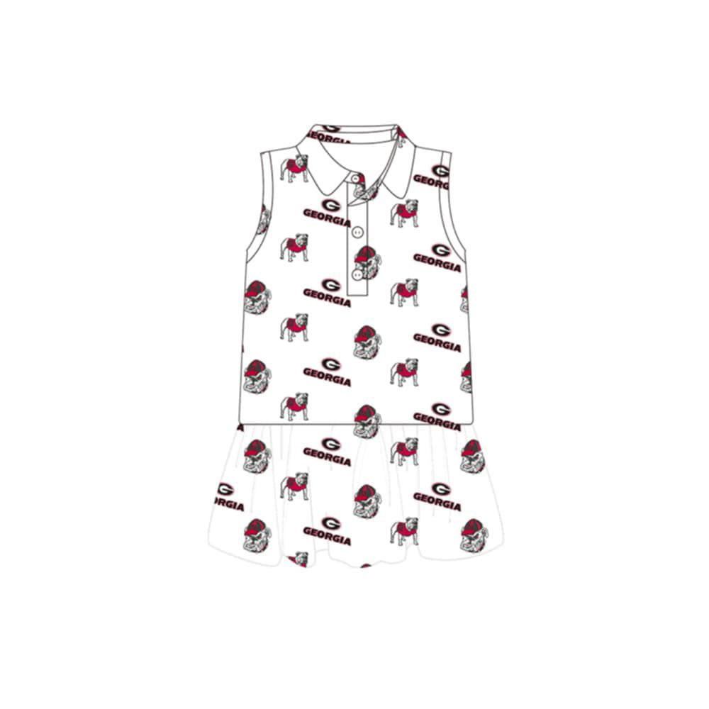 Baby Girls Sleeveless Georgia Team Button Knee Length Dresses Preorder