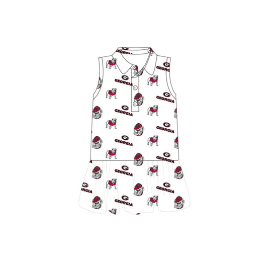 Baby Girls Sleeveless Georgia Team Button Knee Length Dresses Preorder
