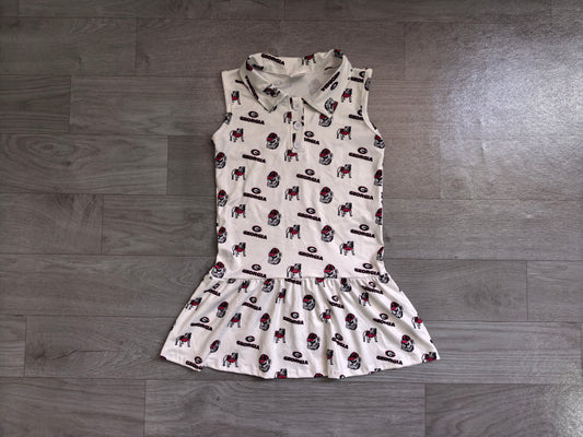 Baby Girls Sleeveless Georgia Team Button Knee Length Dresses