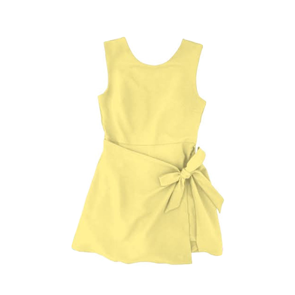 Baby Girls Yellow Sleeveless Bows Yoga Active Short Knee Length Dress Preorder
