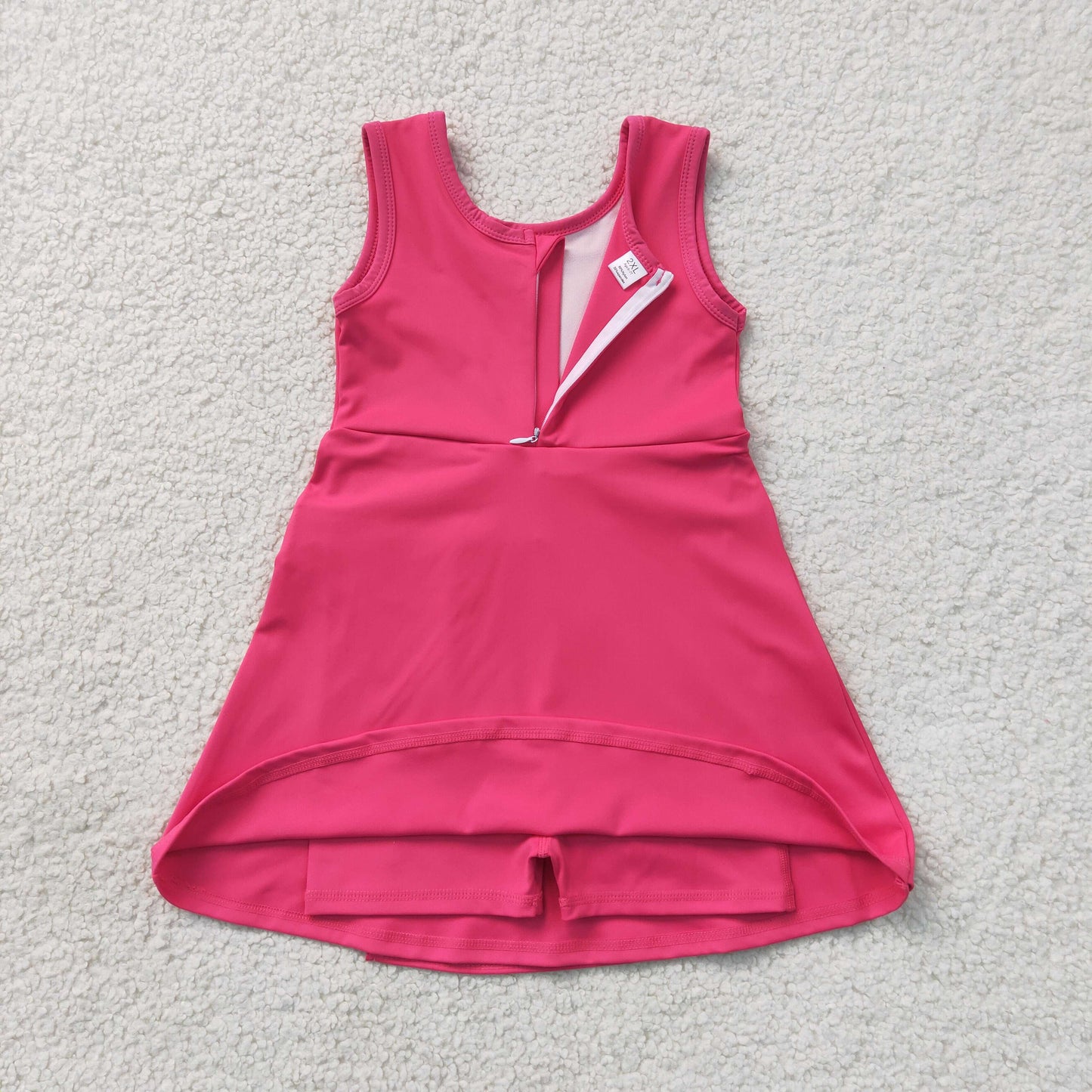 Sibling Baby Girls Sleeveless Back Zip Yoga Active Shorts Knee Length Dresses