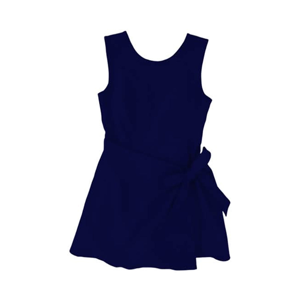 Baby Girls Navy Sleeveless Bows Yoga Active Short Knee Length Dress Preorder