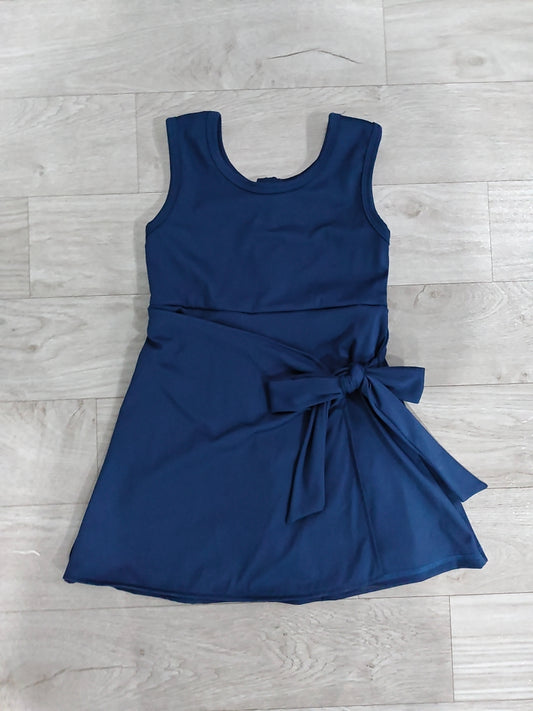 Baby Girls Navy Sleeveless Bows Yoga Active Short Knee Length Dress Preorder