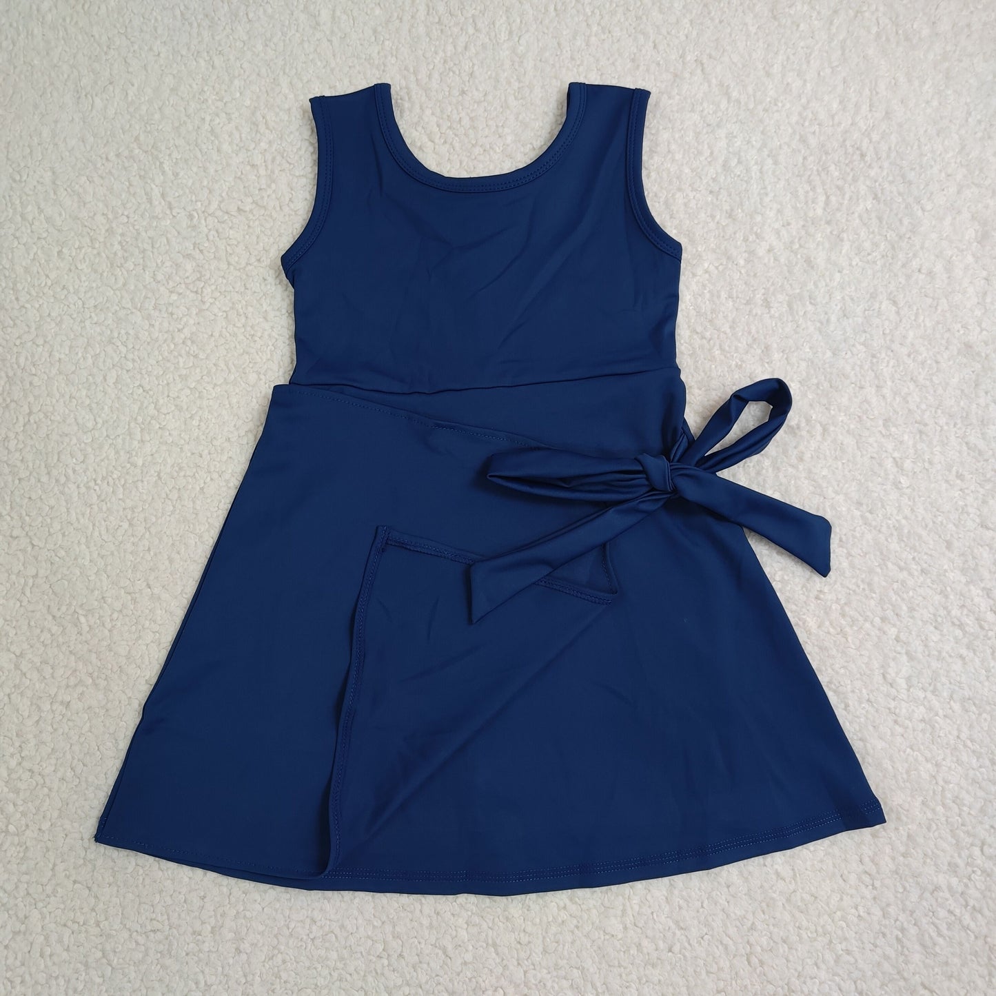 Baby Girls Navy Sleeveless Bows Yoga Active Short Knee Length Dress