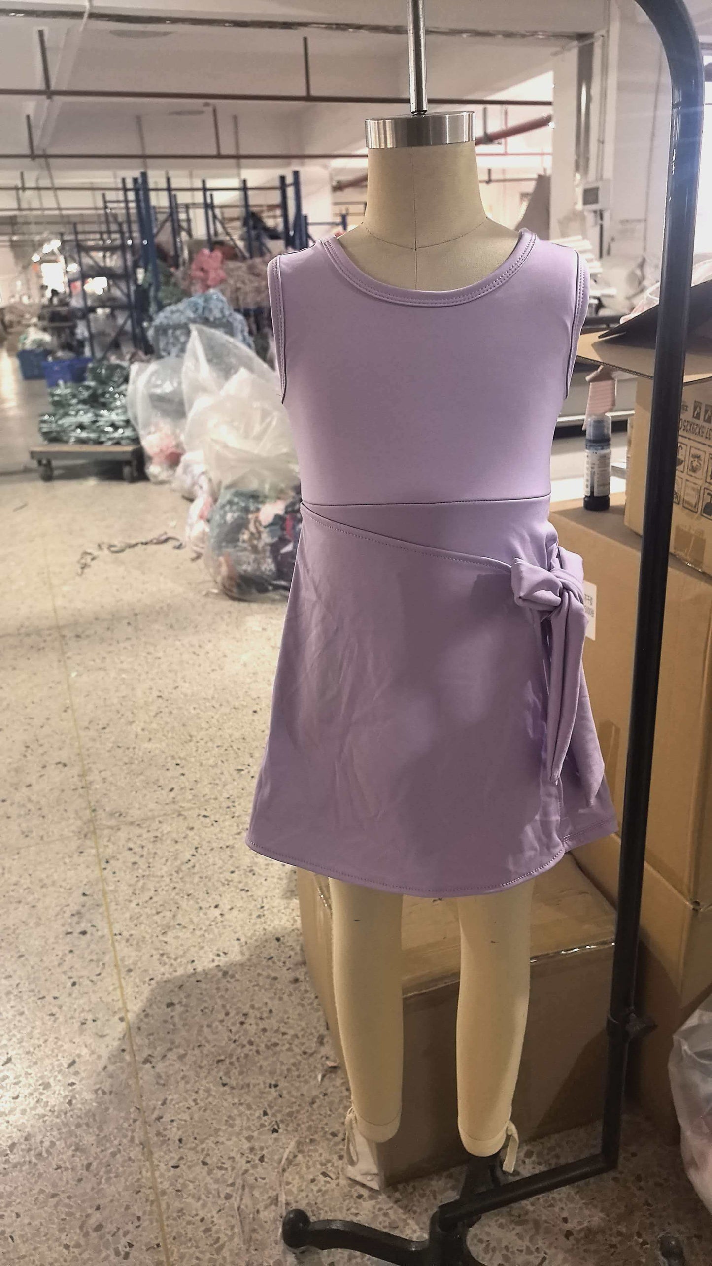 Baby Girls Lavender Sleeveless Yoga Active Short Knee Length Dresses