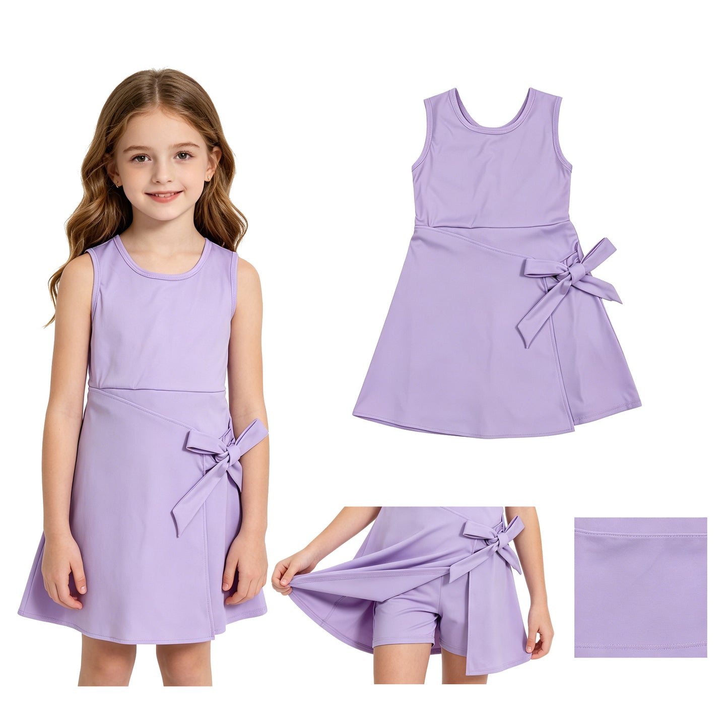 Baby Girls Lavender Sleeveless Yoga Active Short Knee Length Dresses