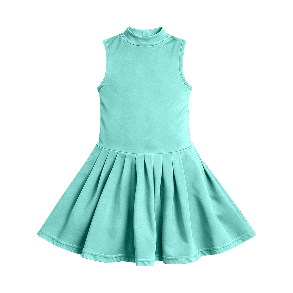 Baby Girls Aqua Sleeveless Yoga Active Pleated Knee Length Dress Preorder