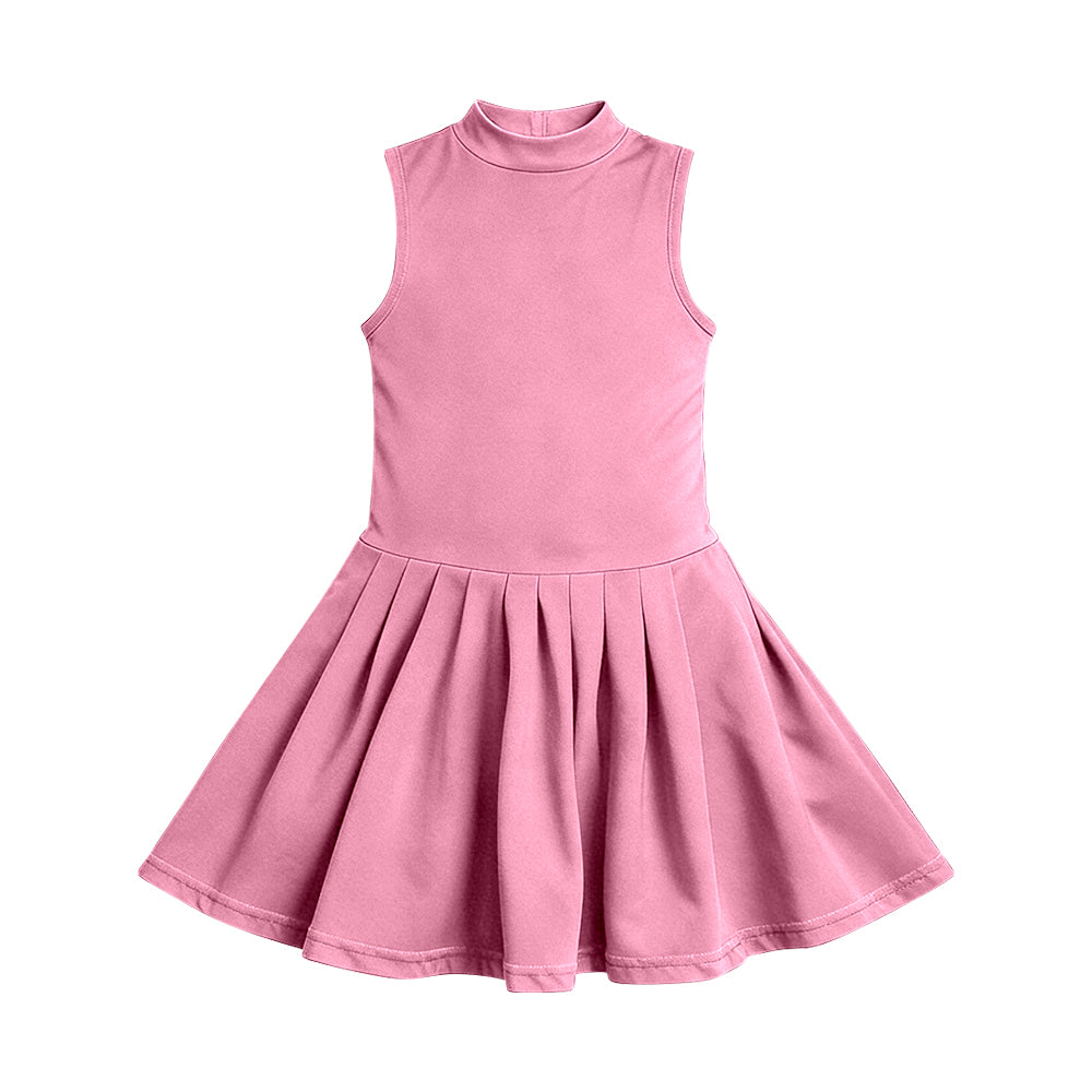 Baby Girls Pink Sleeveless Yoga Active Pleated Knee Length Dress Preorder