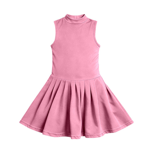 Baby Girls Pink Sleeveless Yoga Active Pleated Knee Length Dress Preorder