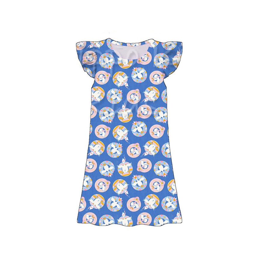 Baby Girls Flutter Sleeve Flowers Gooses Knee Length Dresses Preorder
