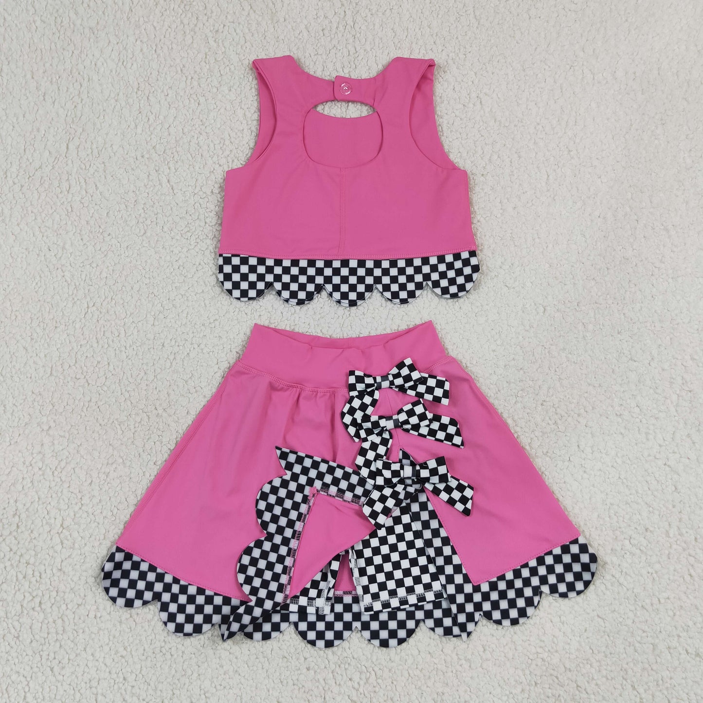 Sibling Baby Girls Sleeveless Vests Skirt Short Scallop Yoga Active Scallop Clothes Sets