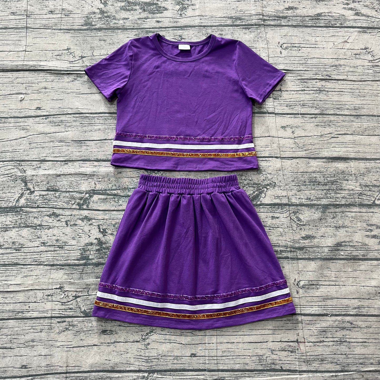 Baby Girls Purple Short Sleeve Stripe Top Skirt Short Clothes Sets Preorder