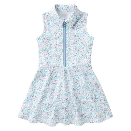 Baby Girls Sleeveless Flowers Zipper Top Knee Length Dress Preorder