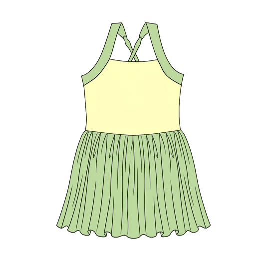 Baby Girls Strap Princess Yoga Active Patchwork Knee Length Dress Preorder