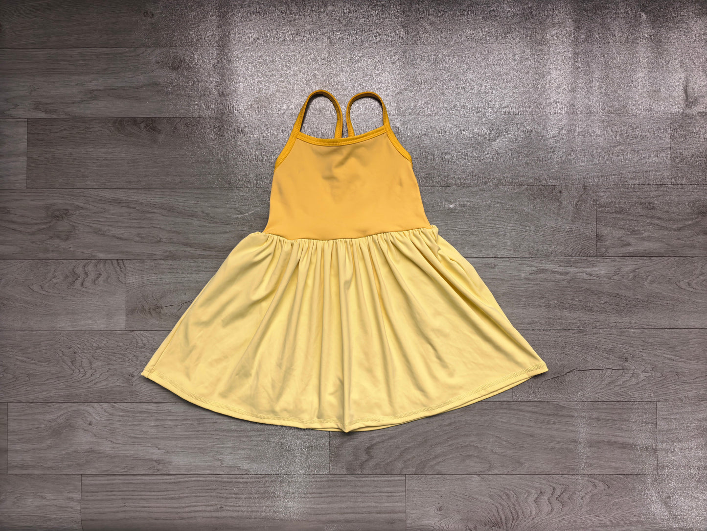 Baby Girls Yellow Strap Yoga Active Patchwork Knee Length Dress Preorder