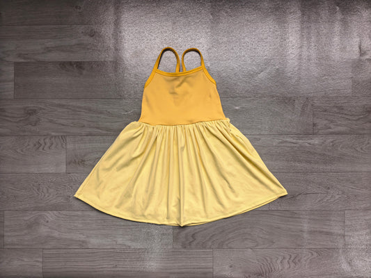 Baby Girls Yellow Strap Yoga Active Patchwork Knee Length Dress Preorder