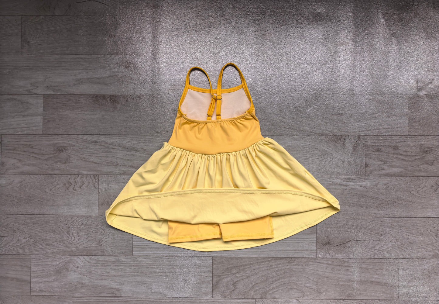 Baby Girls Yellow Strap Yoga Active Patchwork Knee Length Dress Preorder